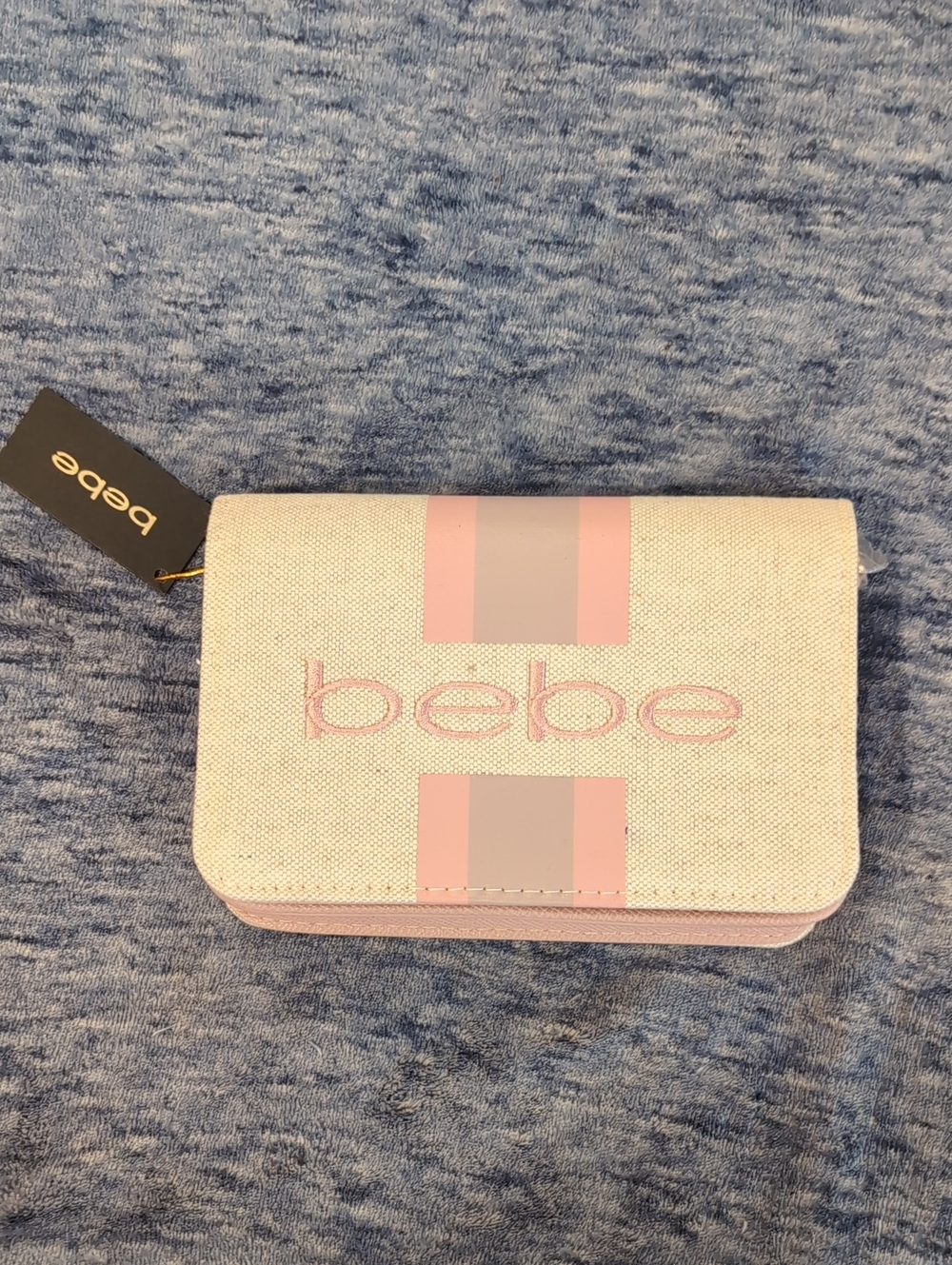 bebe Pink and Cream Crossbody Clutch